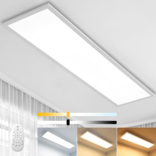 Dimmbar LED Deckenleuchte Panel 100x25 cm mit Fernbedienung, 28W Rechteck Deckenpanel mit Stark Leuchtkraft Licht, 2700K - 6500K Warmweiß Kaltweiß...