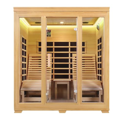 Artsauna Infrarotkabine Billund Dual-Technologie mit 2 Relaxliegen & Tisch - 180x180x190 cm - 2 Personen - Infrarotsauna Infrarot Liegekabine Kabine