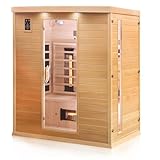 Dewello® Infrarotkabine Infrarotsauna Pierson 160x105 für 2-3 Personen aus Hemlock Holz mit Vollspektrumstrahler, Bodenstrahler, LED-Farblicht,...