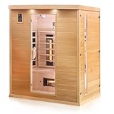 Dewello® Infrarotkabine Infrarotsauna Pierson 160x105 für 2-3 Personen aus Hemlock Holz mit Vollspektrumstrahler, Bodenstrahler, LED-Farblicht,...