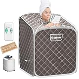 COSTWAY 2L Mini Dampfsauna, Heimsauna Wärmekabine mit Zerstäubungsfunktion & Timer & 9 Temperaturstufen, Sitzsauna inkl. Fernbedienung, Stuhl,...