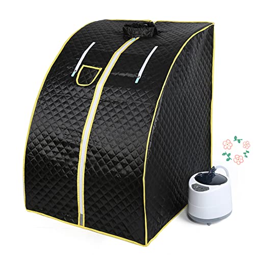 Dampfsauna Mobile Heimsauna Wärmekabine Mini Sauna Sitzsauna Gartensauna-Mini-Sauna 1000 W Verdampfer, Schwarz-B