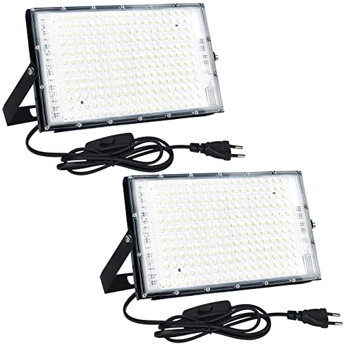 CREATESTAR LED Strahler 150W 2er, LED Strahler Außen, Superhell 15000LM Außenstrahler, 6500K Kaltweiß LED Fluter mit IP65 Wasserdicht für Garten,...